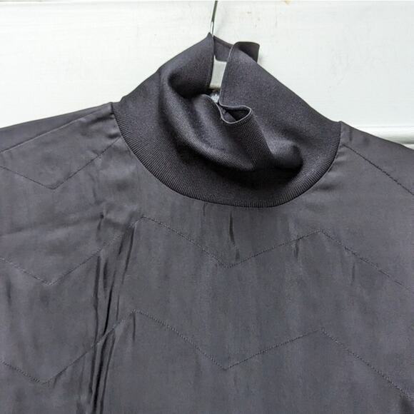 NWT COS Turtleneck Long Sleeve Black Topstitched Chevron Midi Dress, size 4 - Picture 7 of 9